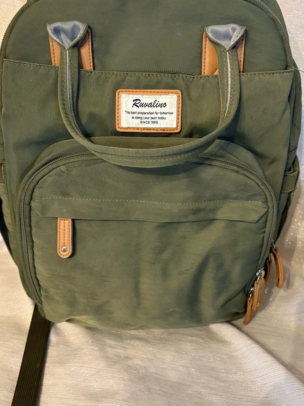 RUVALINO Multifunction Travel Diaper Bag Backpack - Olive / Army Green